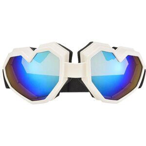🆕Women White Heart Shaped Sunglasses Fashion Ski Goggles Oversize Love Glasses